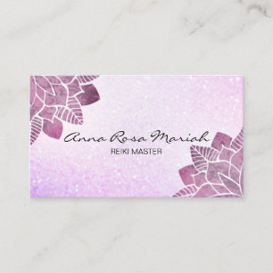 *~*  Watercolor Mandala Glitter Healing Yoga Reiki Business Card