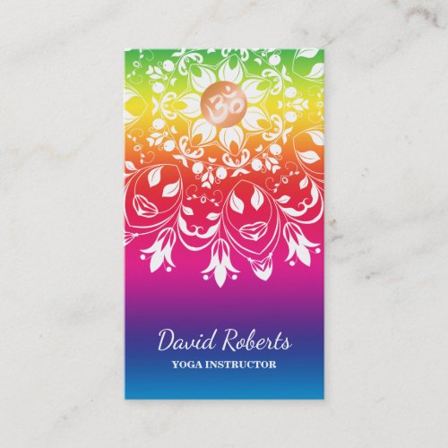 WATERCOLOR MANDALA LOGO CUSTOMIZED YOGA INSTRUCTOR BUSINESS CARD