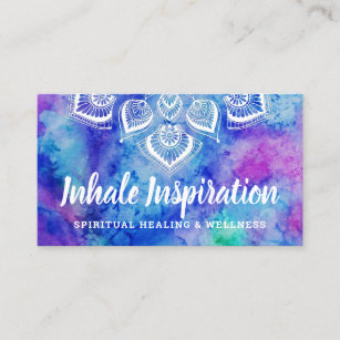 Watercolor Mandala Metaphysical Spiritual Yoga Business Card