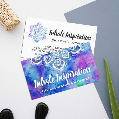 Watercolor Mandala Metaphysical Spiritual Yoga Business Card