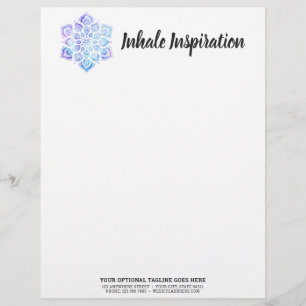 Watercolor Mandala Metaphysical Spiritual Yoga Letterhead