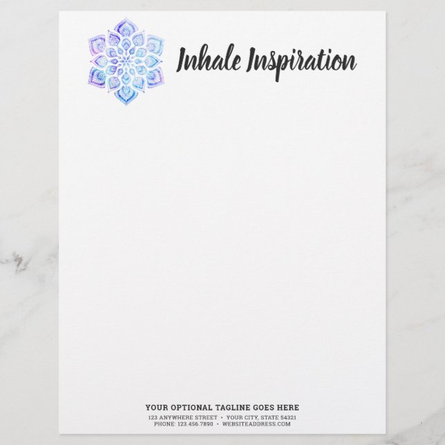 Watercolor Mandala Metaphysical Spiritual Yoga Letterhead (Front)