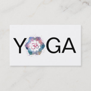 *~* Watercolor Mandala OM Aum Lotus Yoga Teacher Business Card