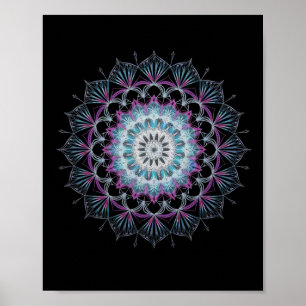 Watercolor Mandala Sacred Fractal Geometry Art Poster