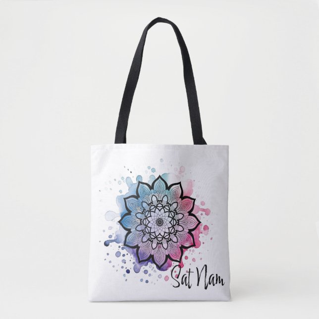 Watercolor Mandala Sat Nam Tote Bag (Front)