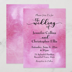 Watercolor Mandala Wedding Invitation in Deep Pink