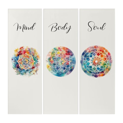 Watercolor Mandalas_Mind Body and Soul Triptych