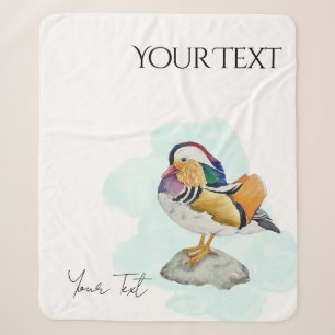 Watercolor Mandarin Duck Sherpa Blanket