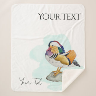Watercolor Mandarin Duck Sherpa Blanket