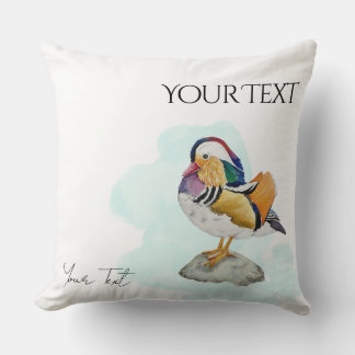 Watercolor Mandarin Duck Throw Pillow