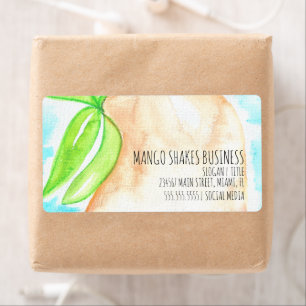 Watercolor Mango Hand Painted Smoothie Shakes Label