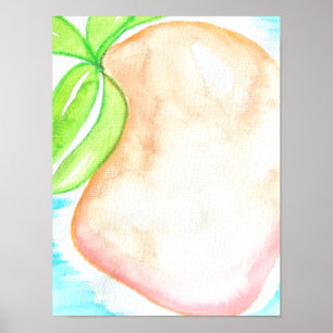 Watercolor Mango Hand Painted Tropical Kitchen Poster