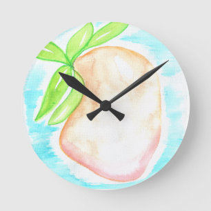 Watercolor Mango Hand Painted Tropical Kitchen Round Clock