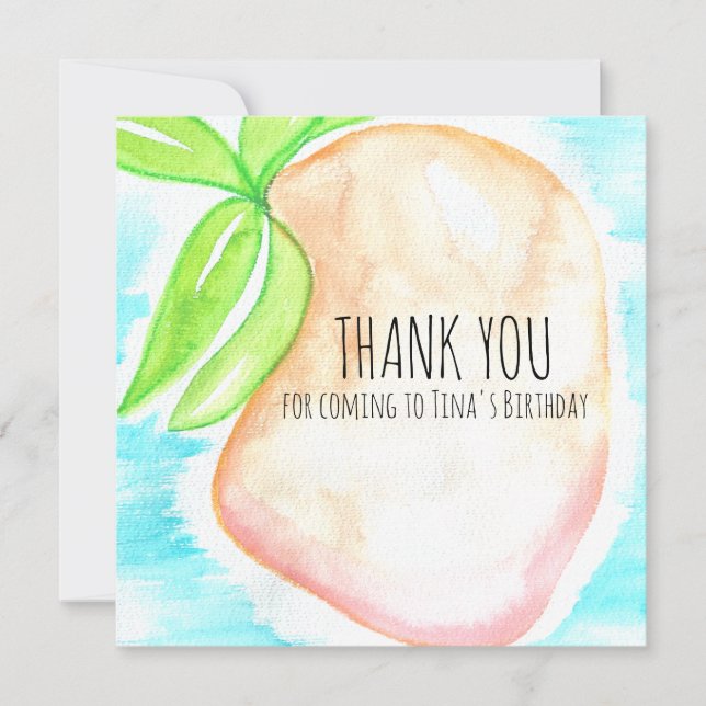 Watercolor Mango Hand Painted Tropical  Thank You Card (Front)