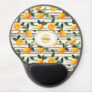 Watercolor Mango Pattern with Green Leaves Gel Mouse Pad