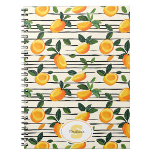 Watercolor Mango Pattern with Green Leaves Notebook