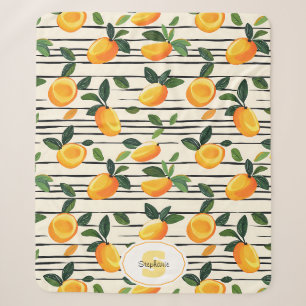 Watercolor Mango Pattern with Green Leaves Sherpa Blanket