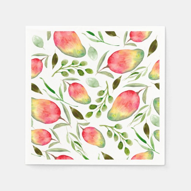 Watercolor Mangoes | Pattern | Fruit Napkins (Front)