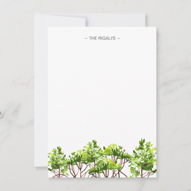 Watercolor Mangroves Personalized Stationery Note Card (Front)