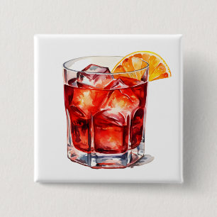 Watercolor Manhattan Cocktail Drink Button
