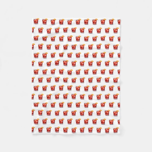 Watercolor Manhattan Cocktail Drink Fleece Blanket (Front)