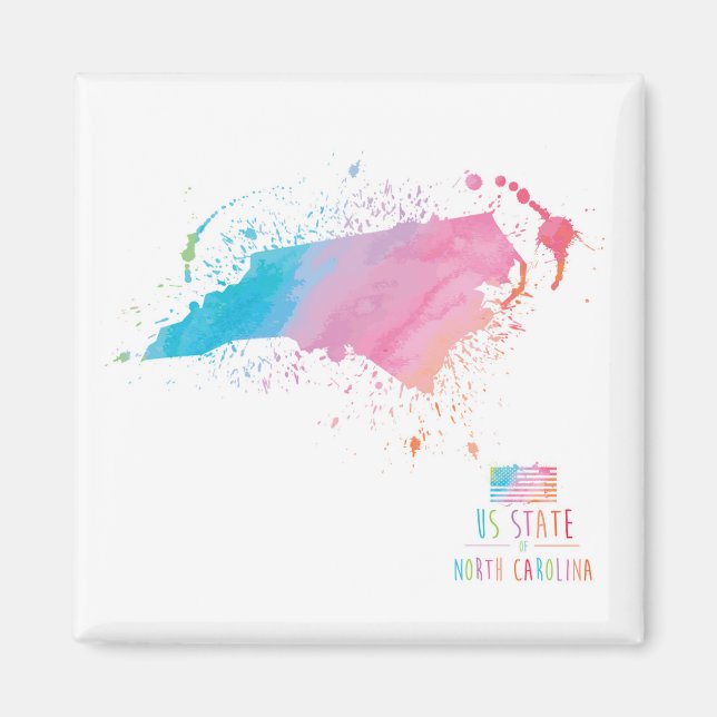 Watercolor Map | North Carolina Magnet (Front)