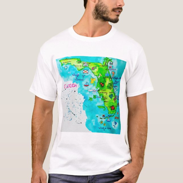 Watercolor Map of Florida T-Shirt (Front)