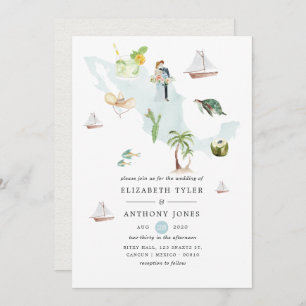 Watercolor Map of Mexico Destination Wedding Invitation