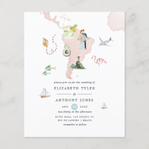 Watercolor Map of Rio Destination Wedding Invite Flyer