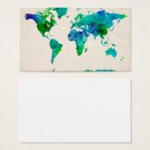 Watercolor Map of the World Map (Front & Back)