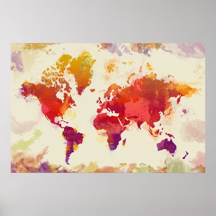 Watercolor Map Poster | Zazzle