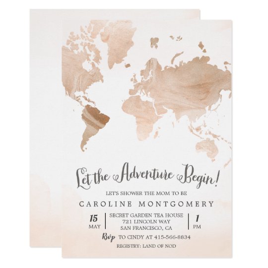watercolor map travel baby shower invitation travel baby shower invitations