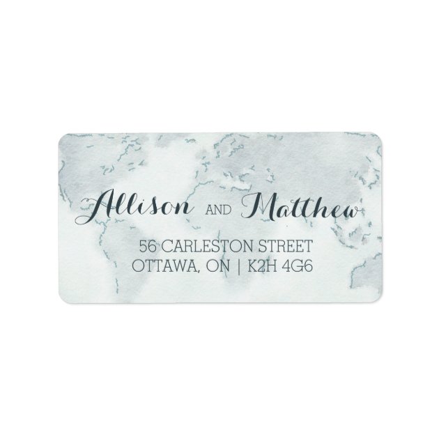 Watercolor Map Wedding Address Label