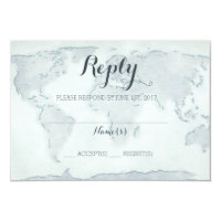 Watercolor map wedding reply card