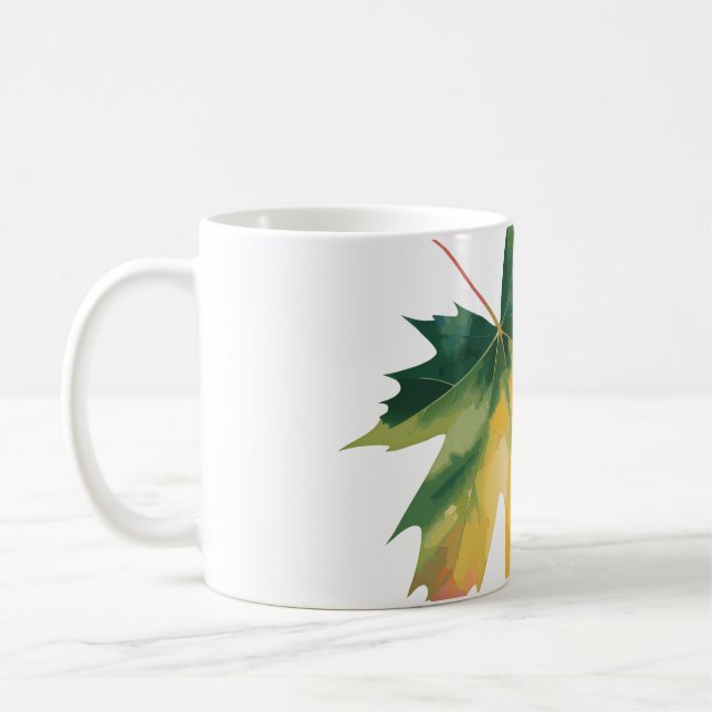 Watercolor Maple Leaf Customisable Throw Pillow  Coffee Mug (Left)