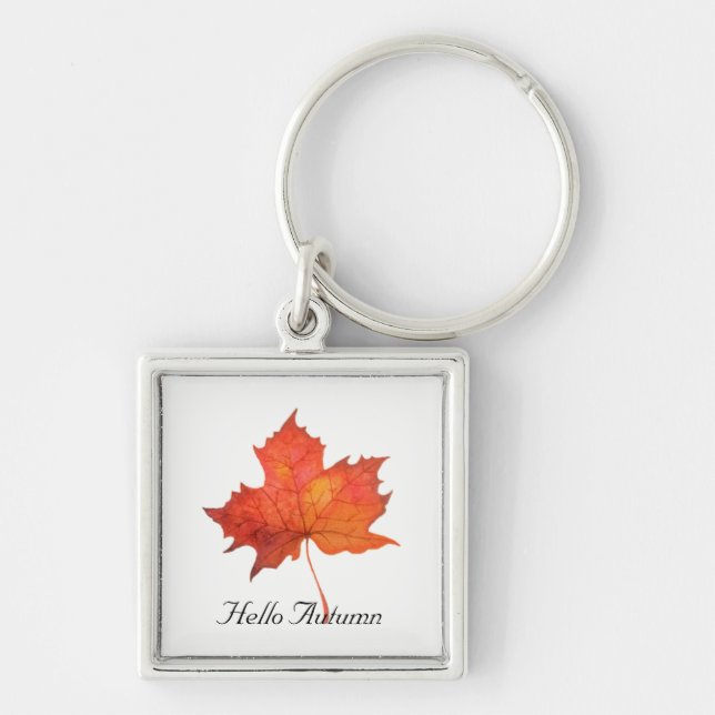 Watercolor Maple Leaf Keychain (Front)