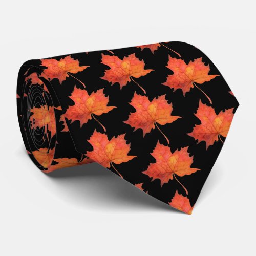 Watercolor Maple Leaf Neck Tie