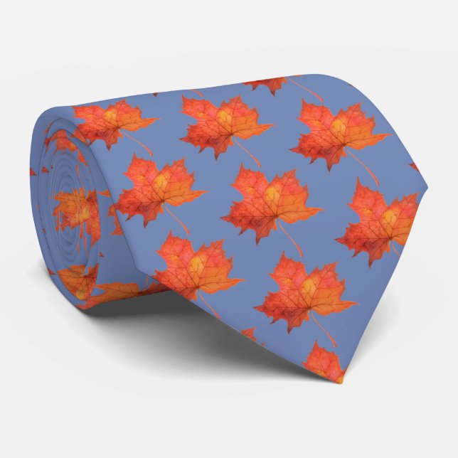 Watercolor Maple Leaf Neck Tie (Rolled)
