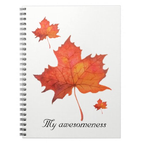 Watercolor Maple Leaf Notebook