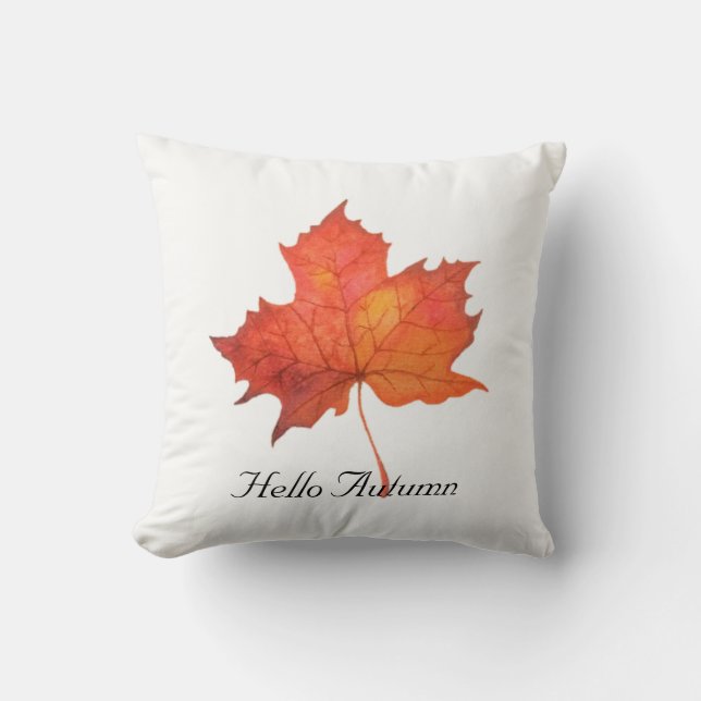 Watercolor Maple Leaf Throw Pillow (Front)