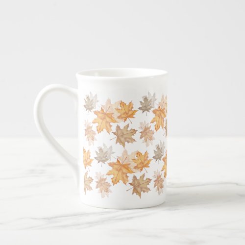 Watercolor Maple Leaves Tea Cup