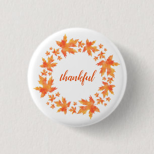 Watercolor Maple Leaves Wreath Button