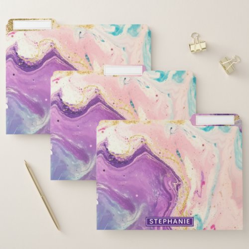Watercolor Marble Abstract Modern Personalized File Folder