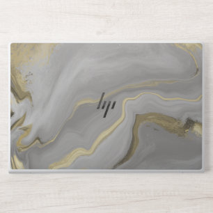 Watercolor marble and glitter gold background HP laptop skin