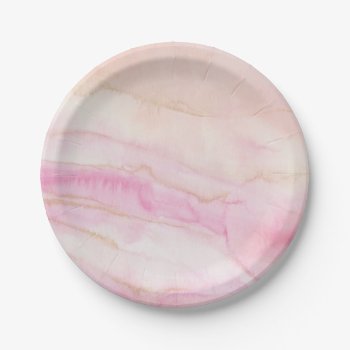 Watercolor Marble Bridal Baby Shower Paper Plates by RockPaperDove at Zazzle