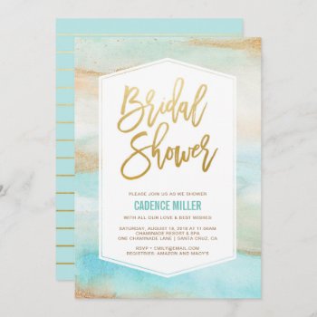 Watercolor Marble Bridal Shower Invitation by RockPaperDove at Zazzle