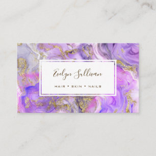 watercolor marble gold glitter business card