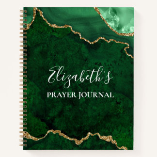 Watercolor Marble Gold Green Geode Prayer Journal