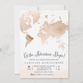 Watercolor Marble Map Travel Graduation Invitation (Front)