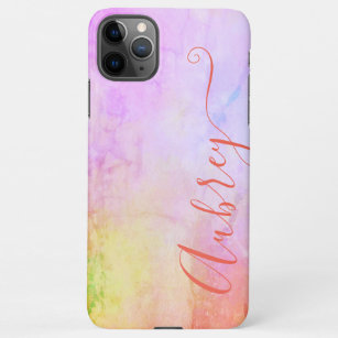 Watercolor Marble Ombre Color Gradient Pastel Name iPhone 11Pro Max Case